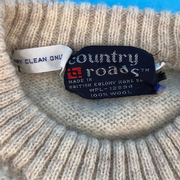 90s cable knit wool crewneck sweater 1990s vintage - Picture 3 of 5